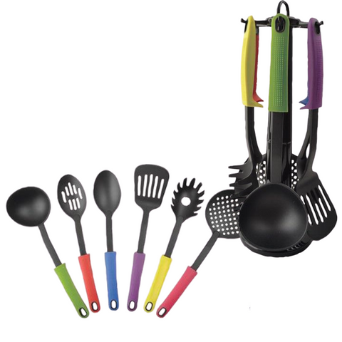 7PC BLACK NYLON KITCHEN UTENSILS